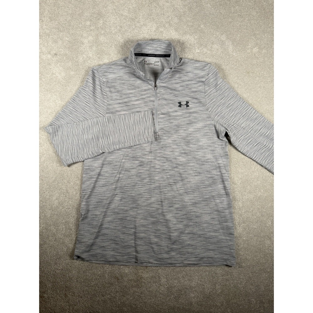 Under Armour Pullover Shirt Mens Lg Gray Long Sleeve Heat Gear Fitted 1/4 Zip - Picture 5 of 12